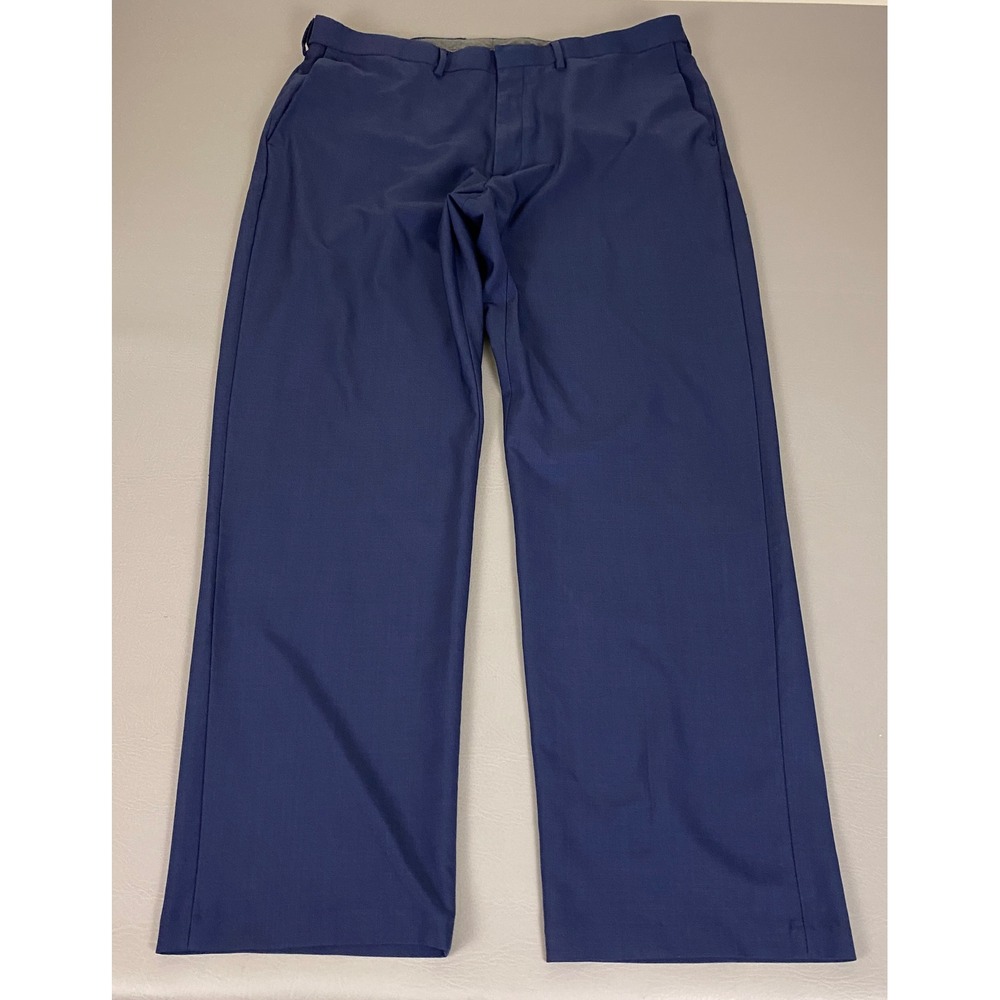 Haggar Dress Pants Men's Size 38x32 Premium Comfort Fit Blue Flat Front Straight